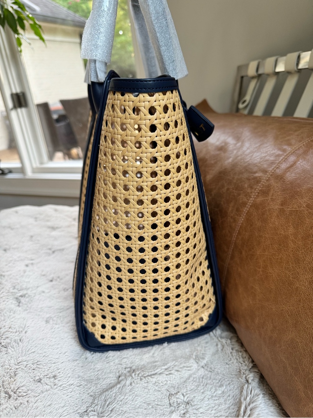 Mark & Graham Waterproof Caning Tote in Navy - Picture 6 of 13